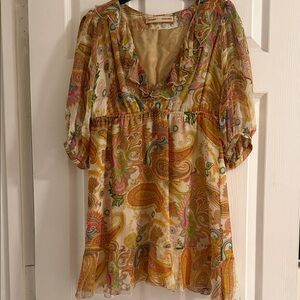 Amanda Uprichard ruffled paisley print top in size Large